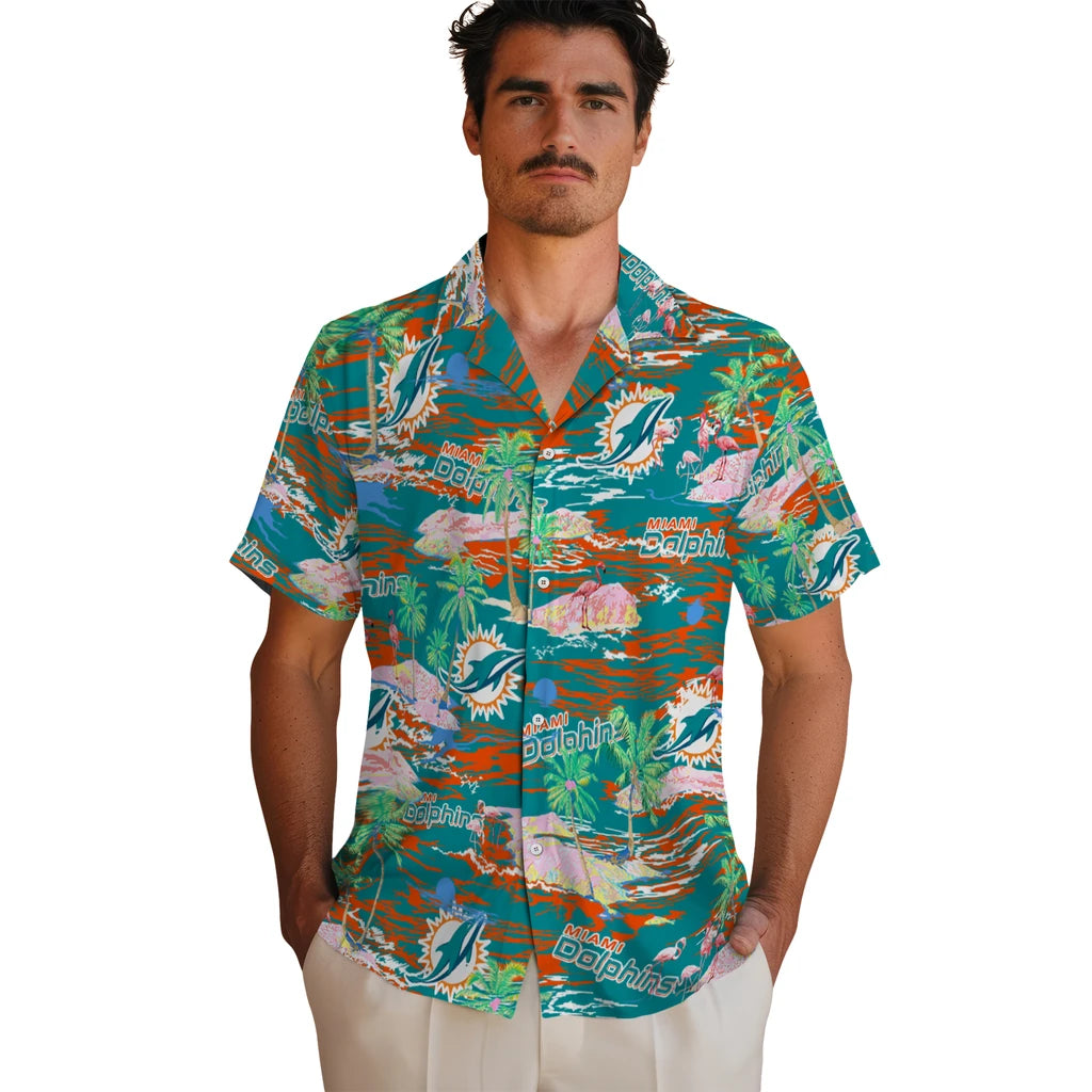 Miami Dolphins Flamingo Retreat 2026 Hawaiian Shirt – Moonbestprint