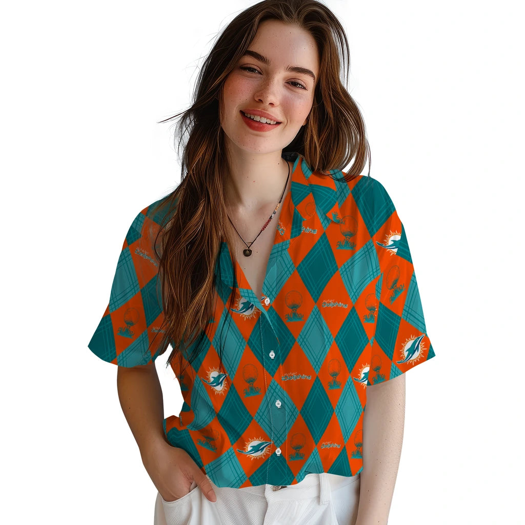 Miami Dolphins Hawaiian Shirt - Golfing Plaid | Moonbestprint