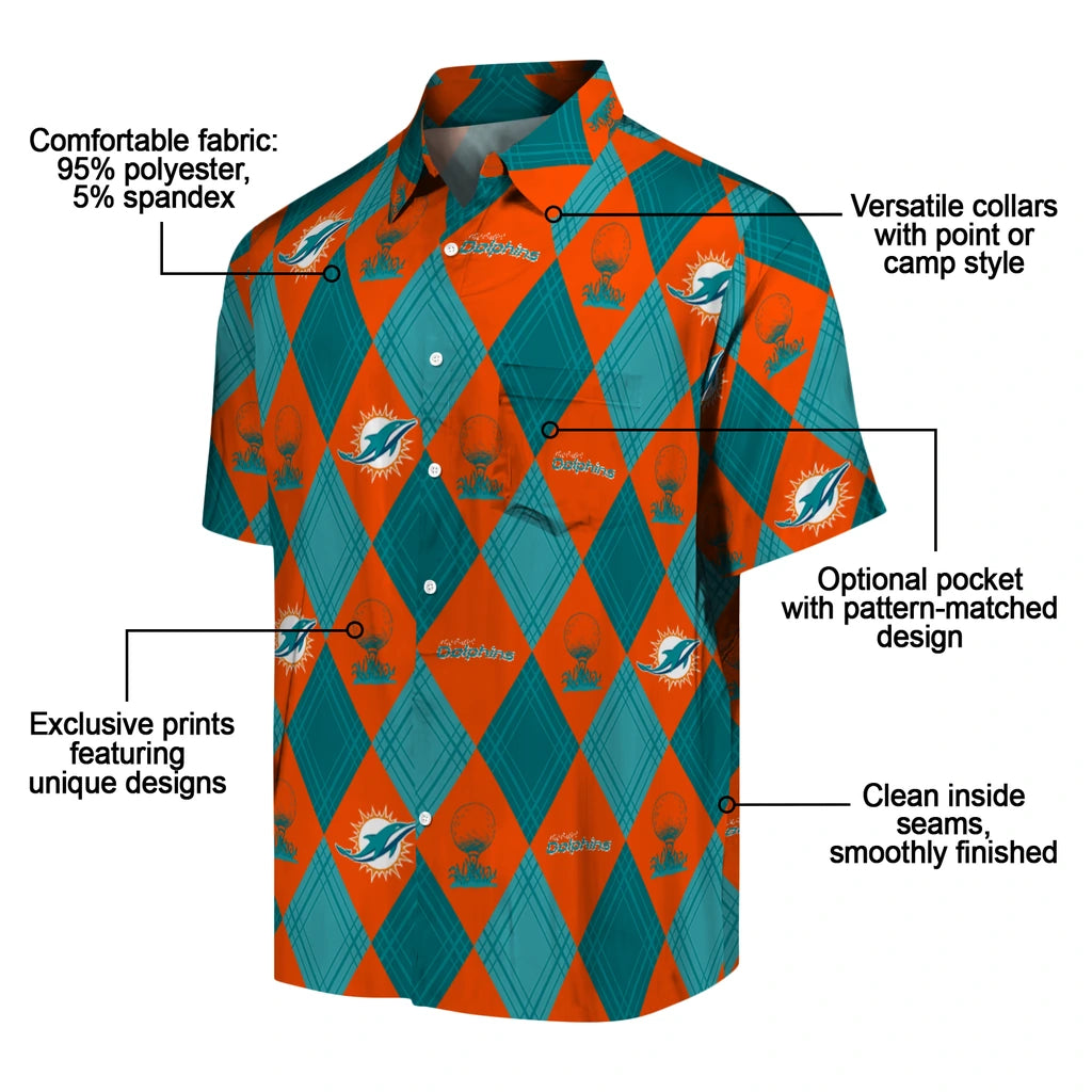 Miami Dolphins Hawaiian Shirt - Golfing Plaid | Moonbestprint