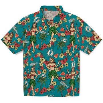 Miami Dolphins Hawaiian Shirt - Hawaiian Girls Design | Moonbestprint