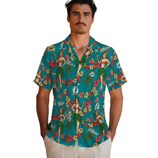 Miami Dolphins Hawaiian Shirt - Hawaiian Girls Design | Moonbestprint
