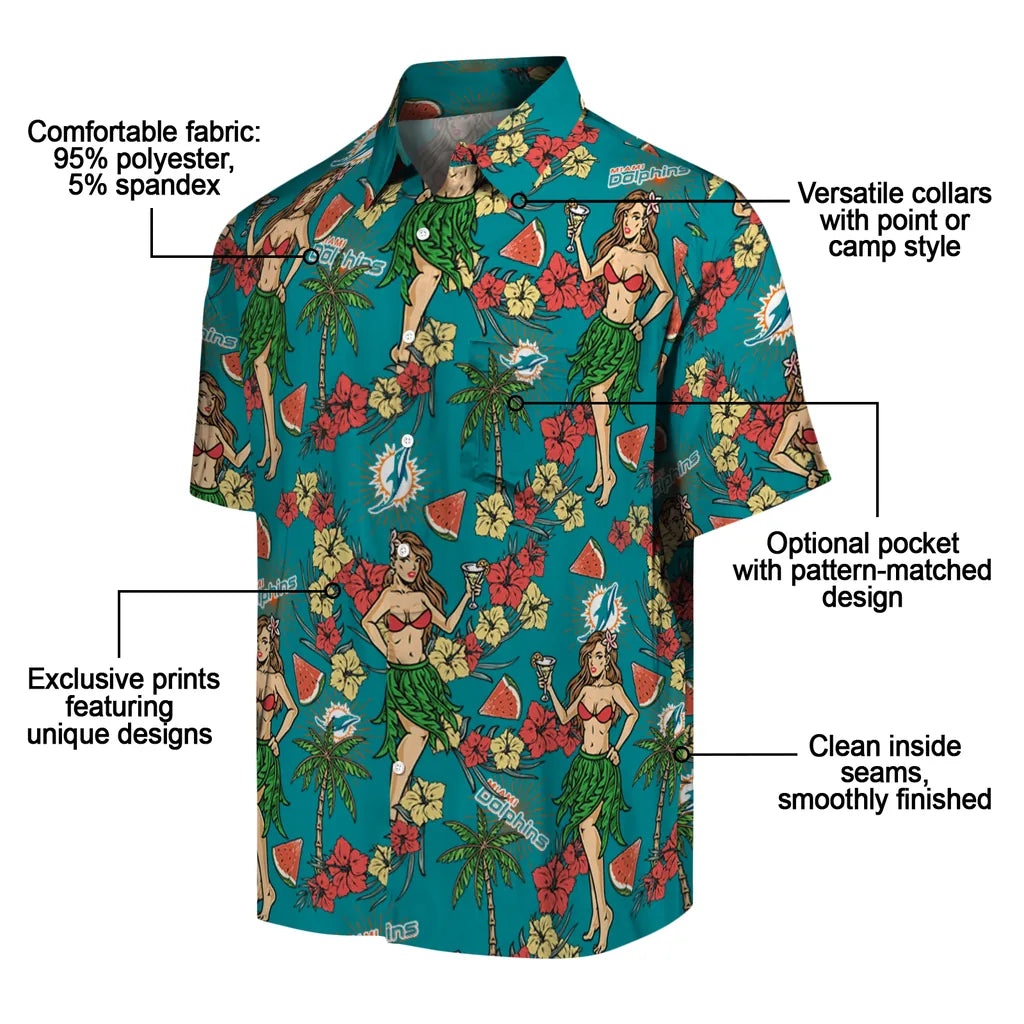 Miami Dolphins Hawaiian Shirt - Hawaiian Girls Design | Moonbestprint