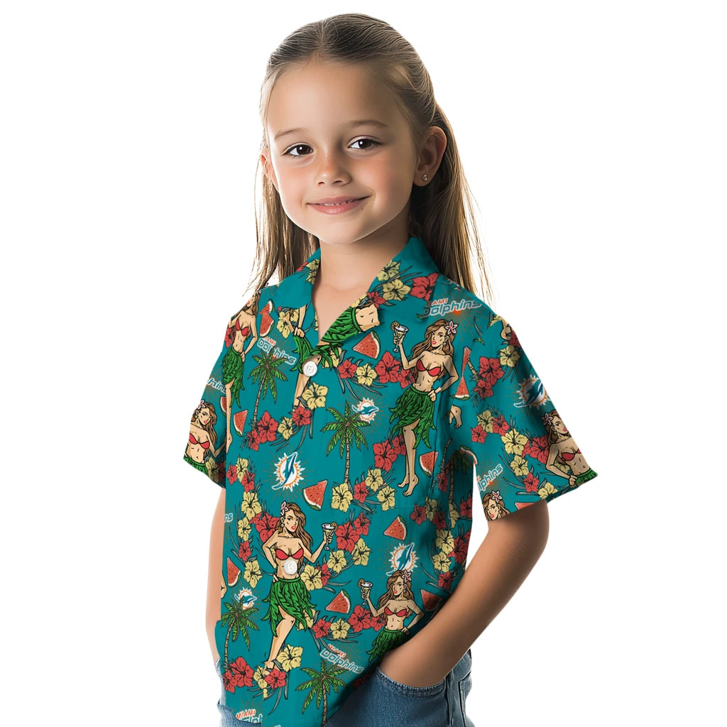 Miami Dolphins Hawaiian Shirt - Hawaiian Girls Design | Moonbestprint