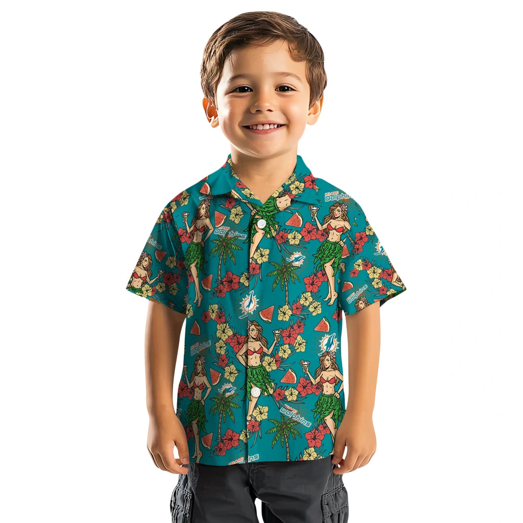 Miami Dolphins Hawaiian Shirt - Hawaiian Girls Design | Moonbestprint