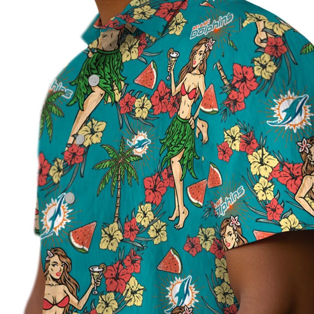 Miami Dolphins Hawaiian Shirt - Hawaiian Girls Design | Moonbestprint