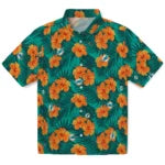 Miami Dolphins Hawaiian Shirt - Hibiscus and Palm Leaves | Moonbestprint