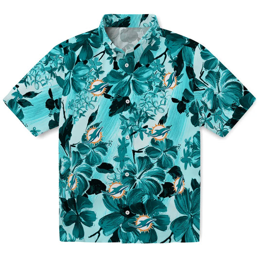 Miami Dolphins Hawaiian Shirt - Hibiscus Arrangement | Moonbestprint