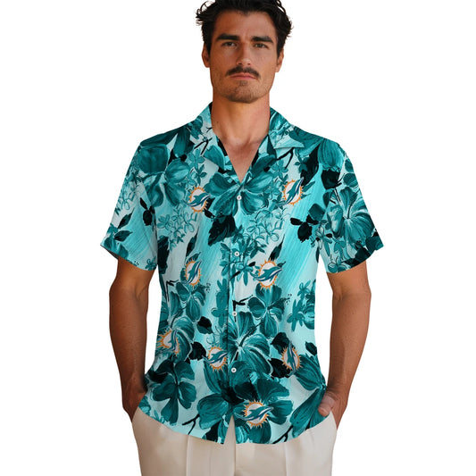 Miami Dolphins Hawaiian Shirt - Hibiscus Arrangement | Moonbestprint