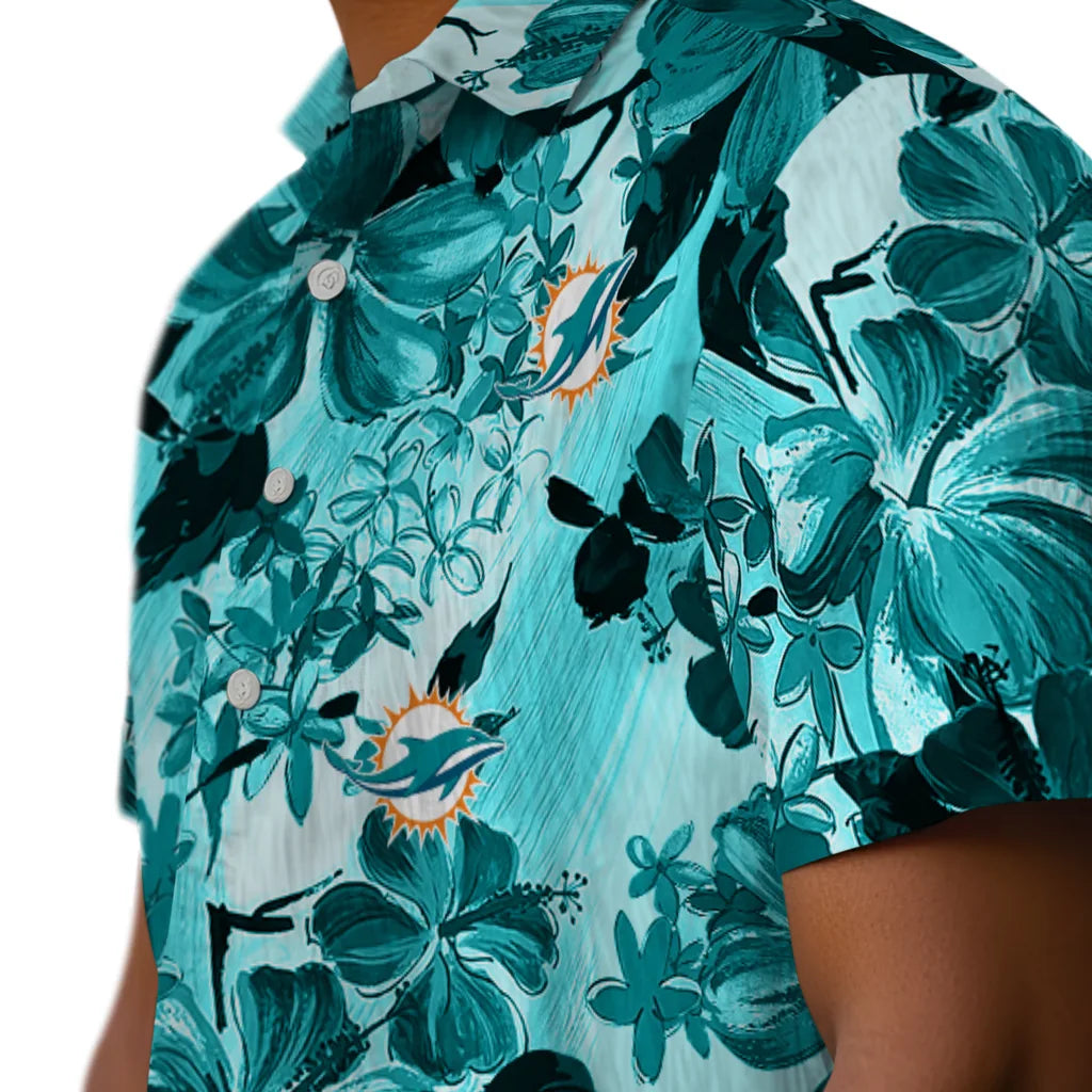 Miami Dolphins Hawaiian Shirt - Hibiscus Arrangement | Moonbestprint