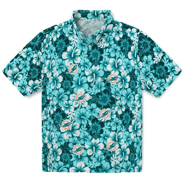Miami Dolphins Hawaiian Shirt - Hibiscus Blooms | Moonbestprint