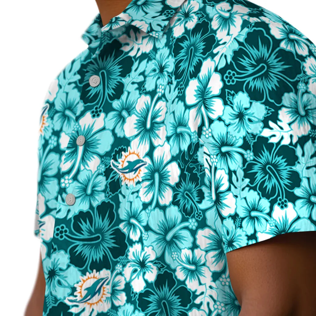 Miami Dolphins Hawaiian Shirt - Hibiscus Blooms | Moonbestprint