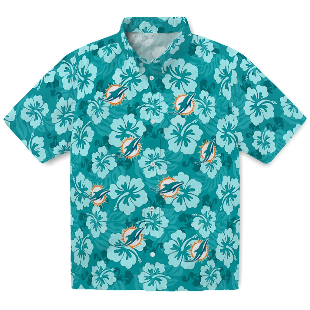 Miami Dolphins Hawaiian Shirt - Hibiscus Cluster | Moonbestprint