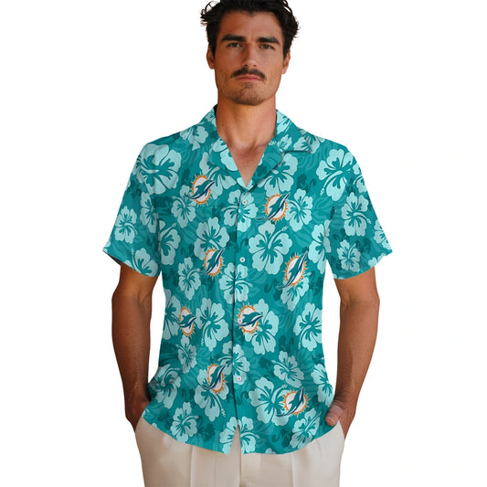Miami Dolphins Hawaiian Shirt - Hibiscus Cluster | Moonbestprint