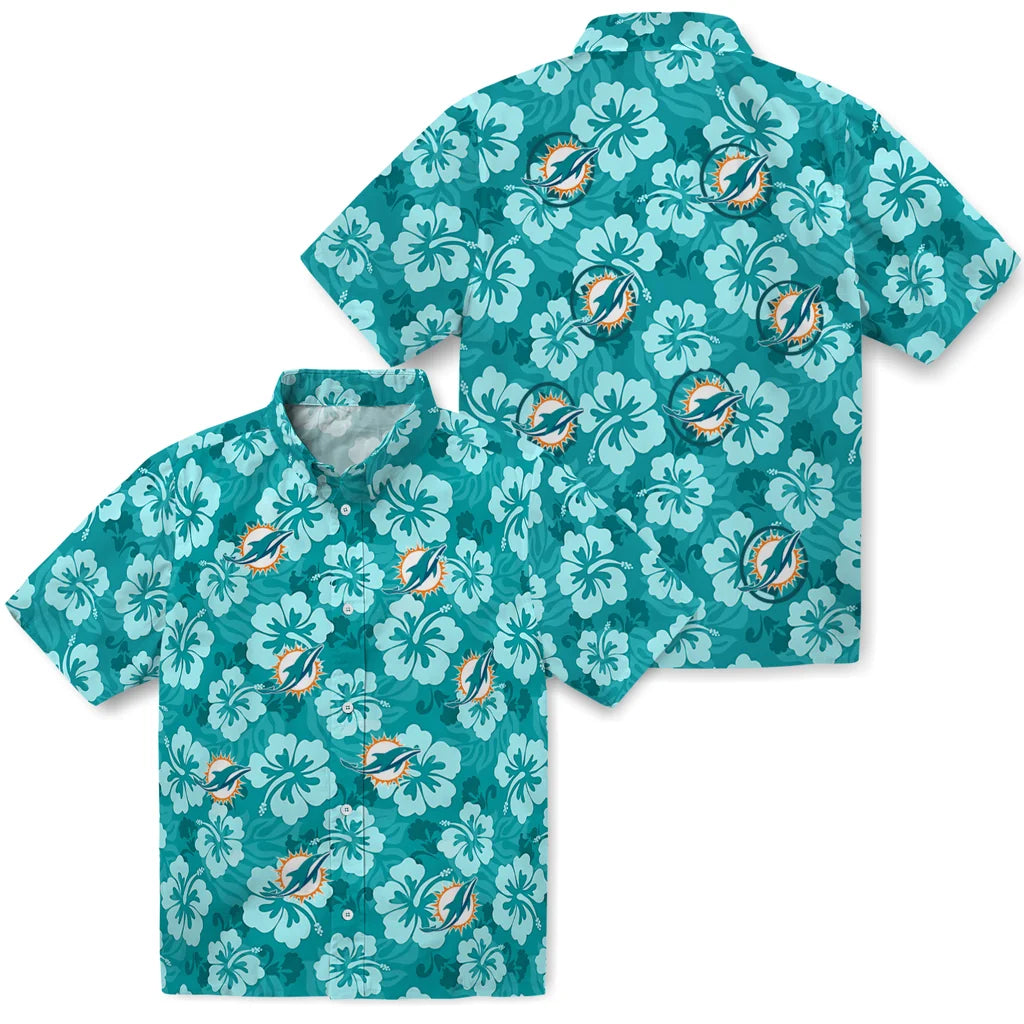 Miami Dolphins Hawaiian Shirt - Hibiscus Cluster | Moonbestprint