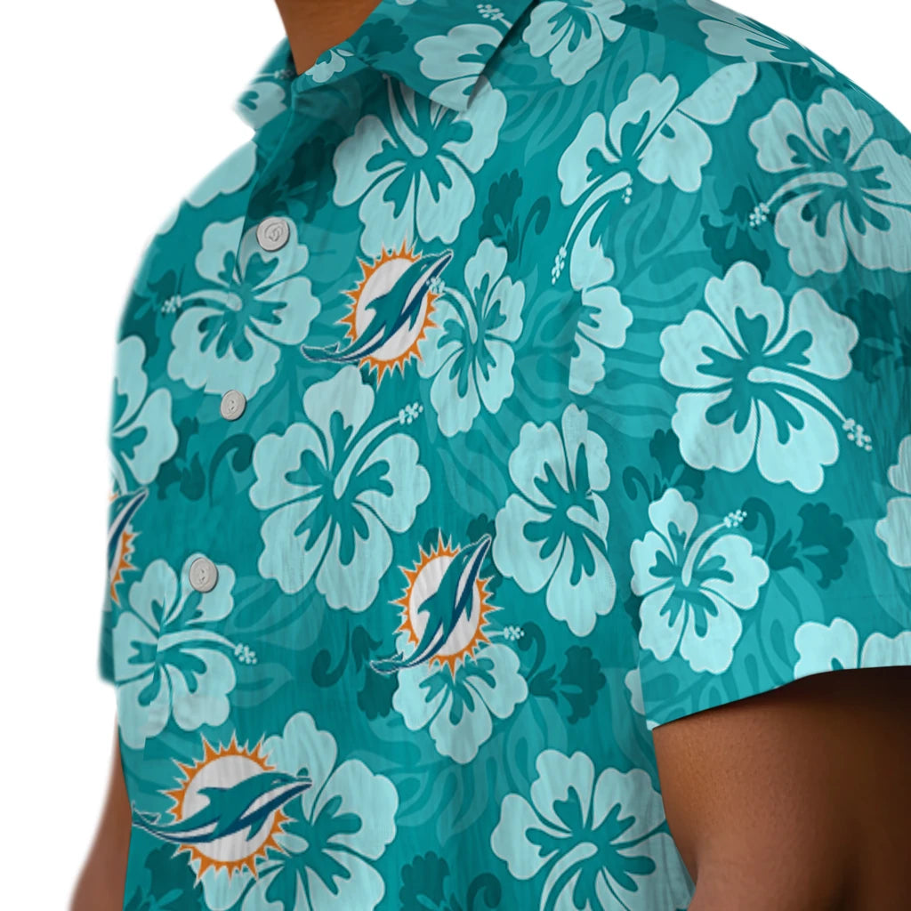 Miami Dolphins Hawaiian Shirt - Hibiscus Cluster | Moonbestprint