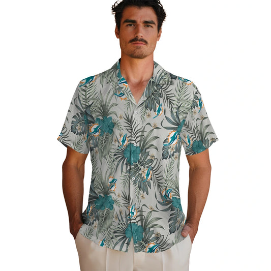 Miami Dolphins Hawaiian Shirt - Hibiscus Designs | Moonbestprint