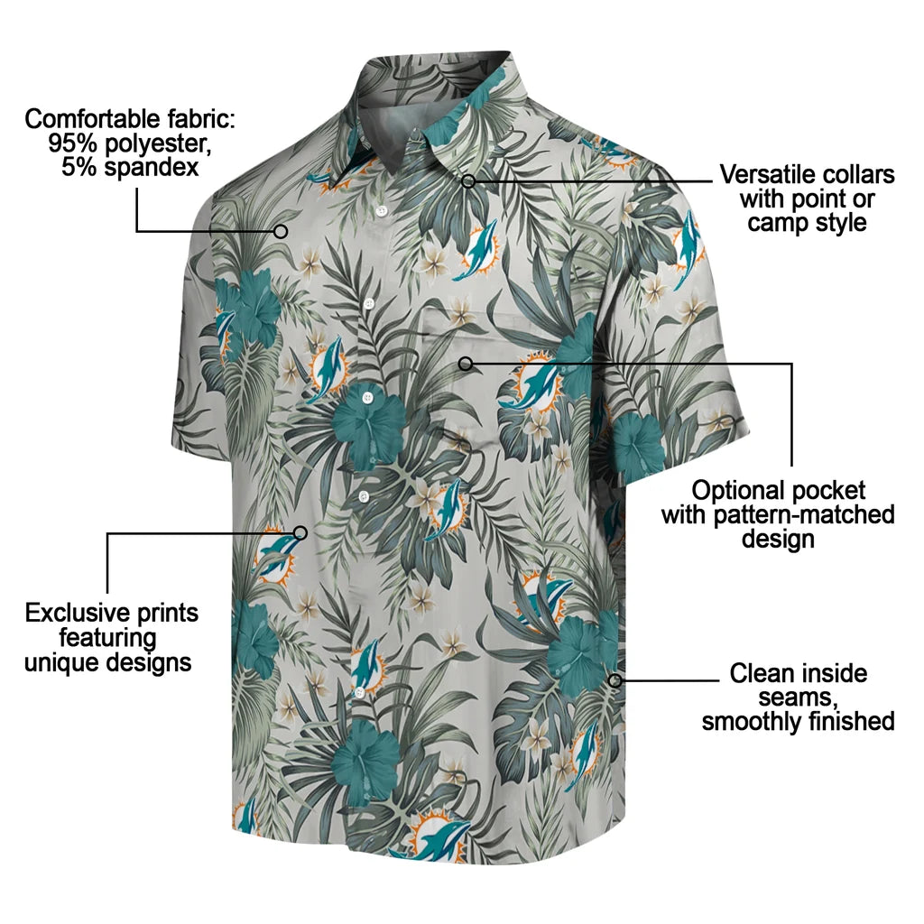 Miami Dolphins Hawaiian Shirt - Hibiscus Designs | Moonbestprint