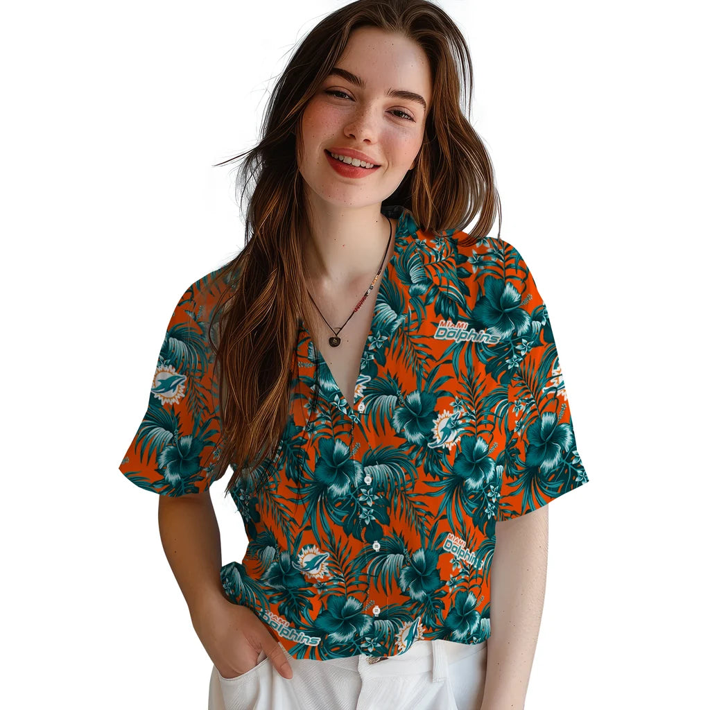 Miami Dolphins Hawaiian Shirt - Hibiscus Exotic | Moonbestprint