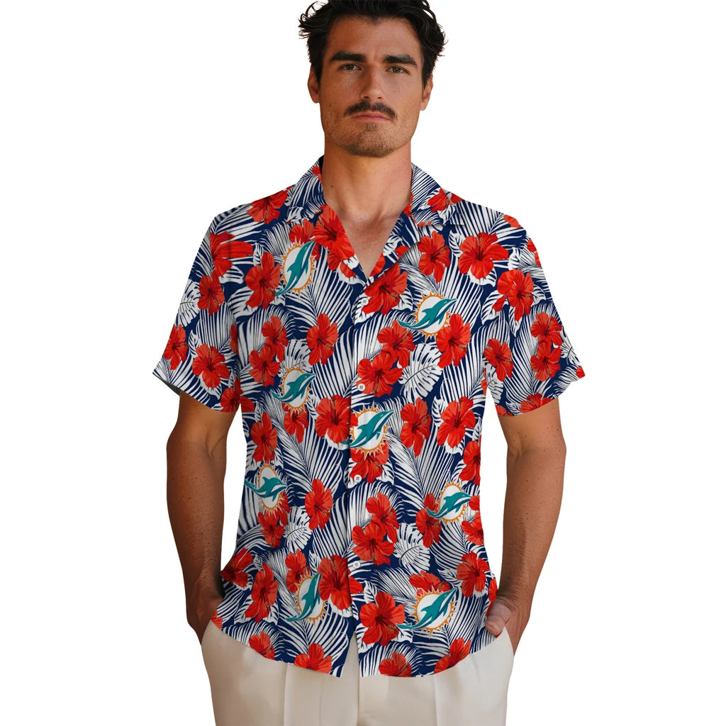 Miami Dolphins Hawaiian Shirt - Hibiscus Fiesta | Moonbestprint