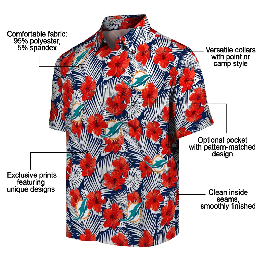 Miami Dolphins Hawaiian Shirt - Hibiscus Fiesta | Moonbestprint