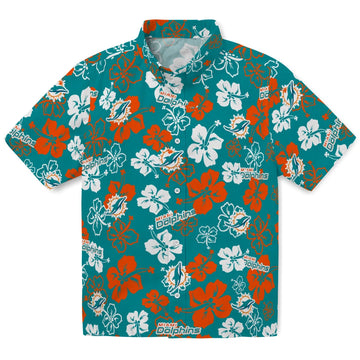 Miami Dolphins Hawaiian Shirt - Hibiscus Flower Design | Moonbestprint