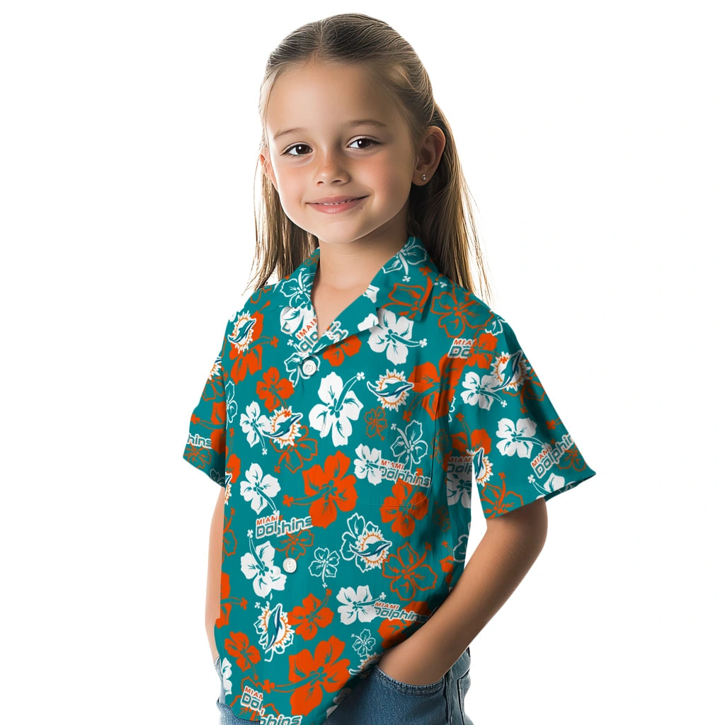 Miami Dolphins Hawaiian Shirt - Hibiscus Flower Design | Moonbestprint
