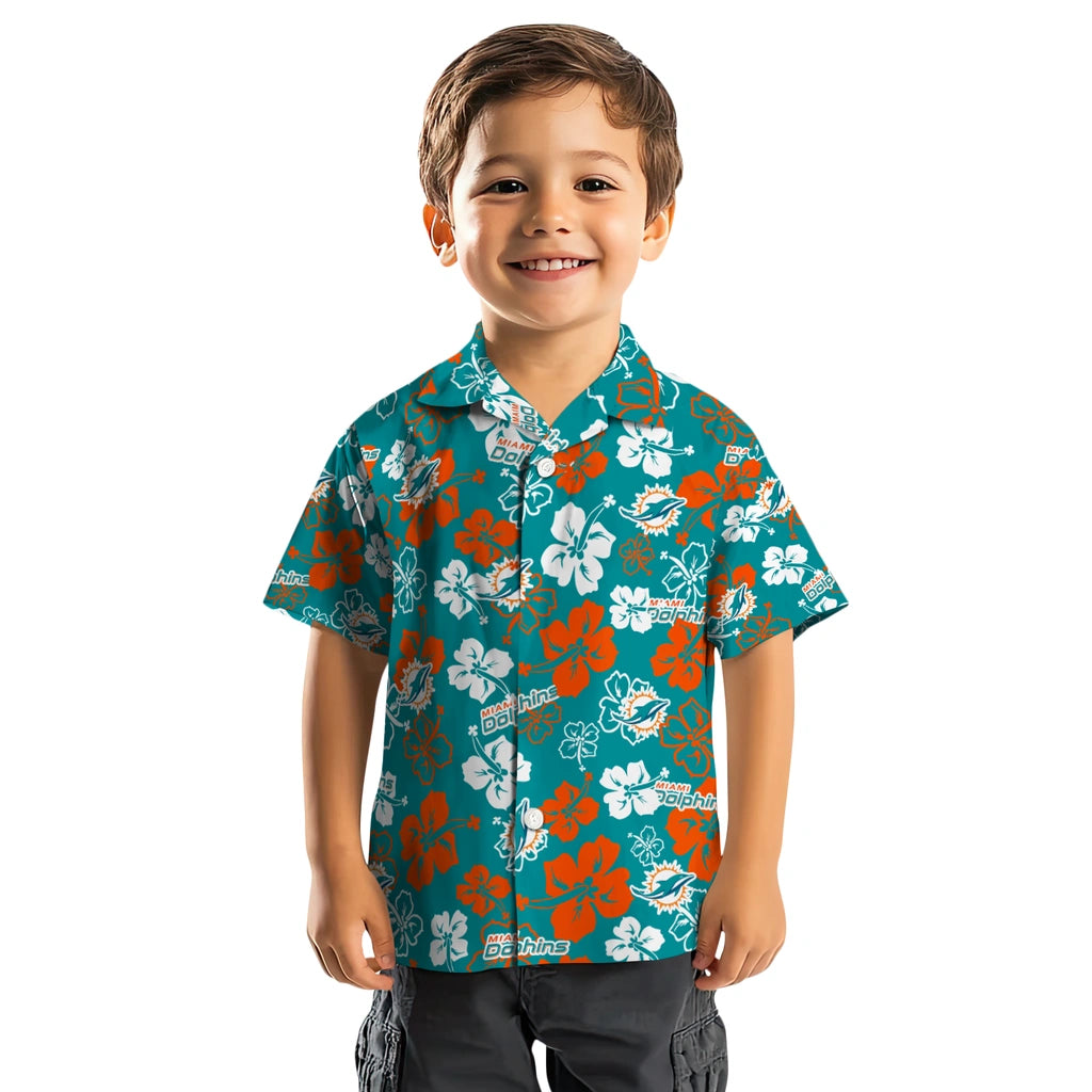 Miami Dolphins Hawaiian Shirt - Hibiscus Flower Design | Moonbestprint