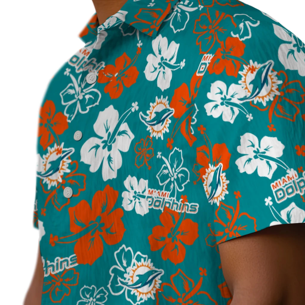 Miami Dolphins Hawaiian Shirt - Hibiscus Flower Design | Moonbestprint