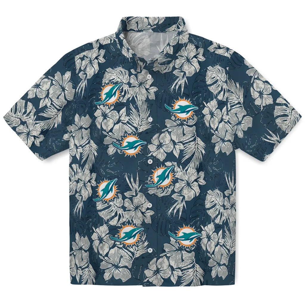 Miami Dolphins Hawaiian Shirt - Hibiscus Flowers | Moonbestprint