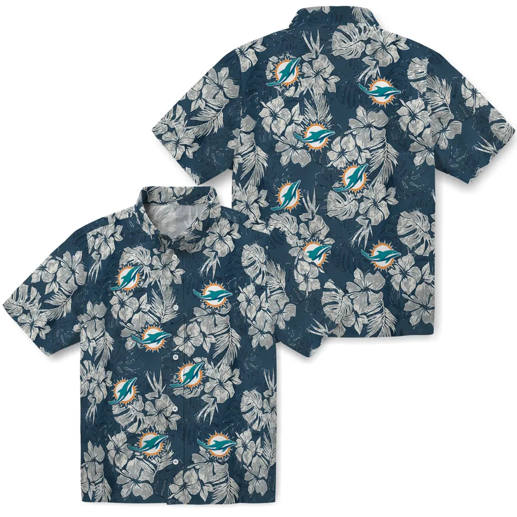 Miami Dolphins Hawaiian Shirt - Hibiscus Flowers | Moonbestprint