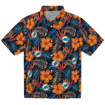 Miami Dolphins Hawaiian Shirt - Hibiscus Foliage | Moonbestprint