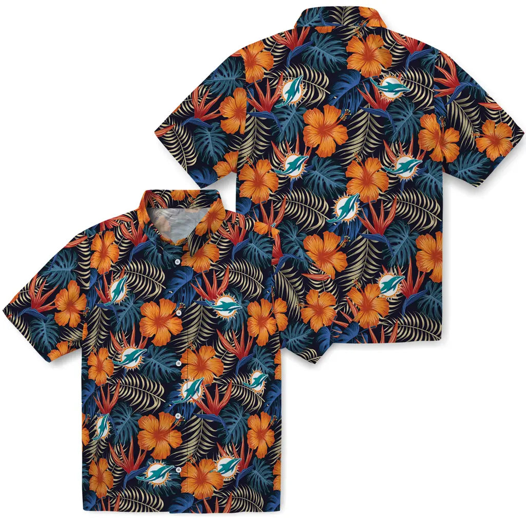 Miami Dolphins Hawaiian Shirt - Hibiscus Foliage | Moonbestprint