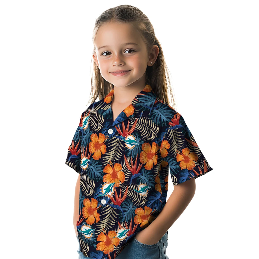 Miami Dolphins Hawaiian Shirt - Hibiscus Foliage | Moonbestprint