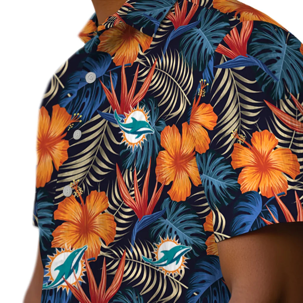 Miami Dolphins Hawaiian Shirt - Hibiscus Foliage | Moonbestprint