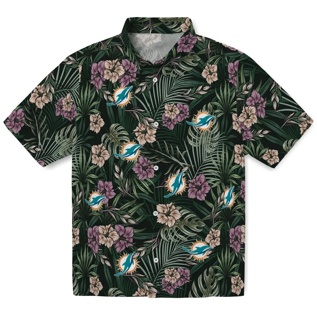 Miami Dolphins Hawaiian Shirt - Hibiscus Leaves Pattern | Moonbestprint