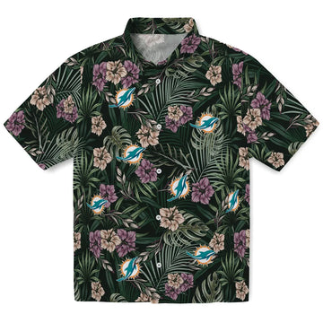 Miami Dolphins Hawaiian Shirt - Hibiscus Leaves Pattern | Moonbestprint
