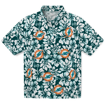 Miami Dolphins Hawaiian Shirt - Hibiscus Motif | Moonbestprint