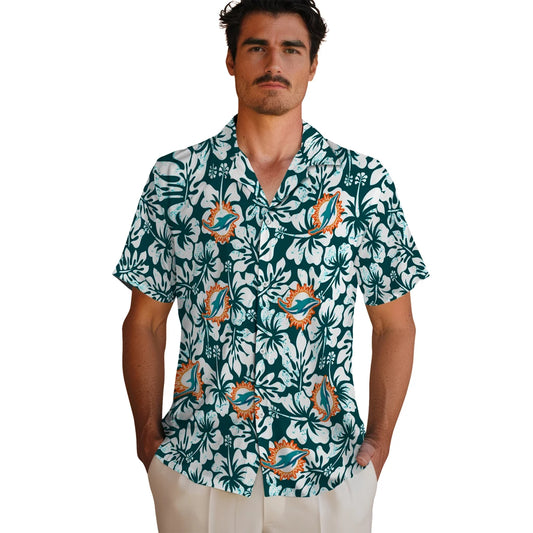 Miami Dolphins Hawaiian Shirt - Hibiscus Motif | Moonbestprint