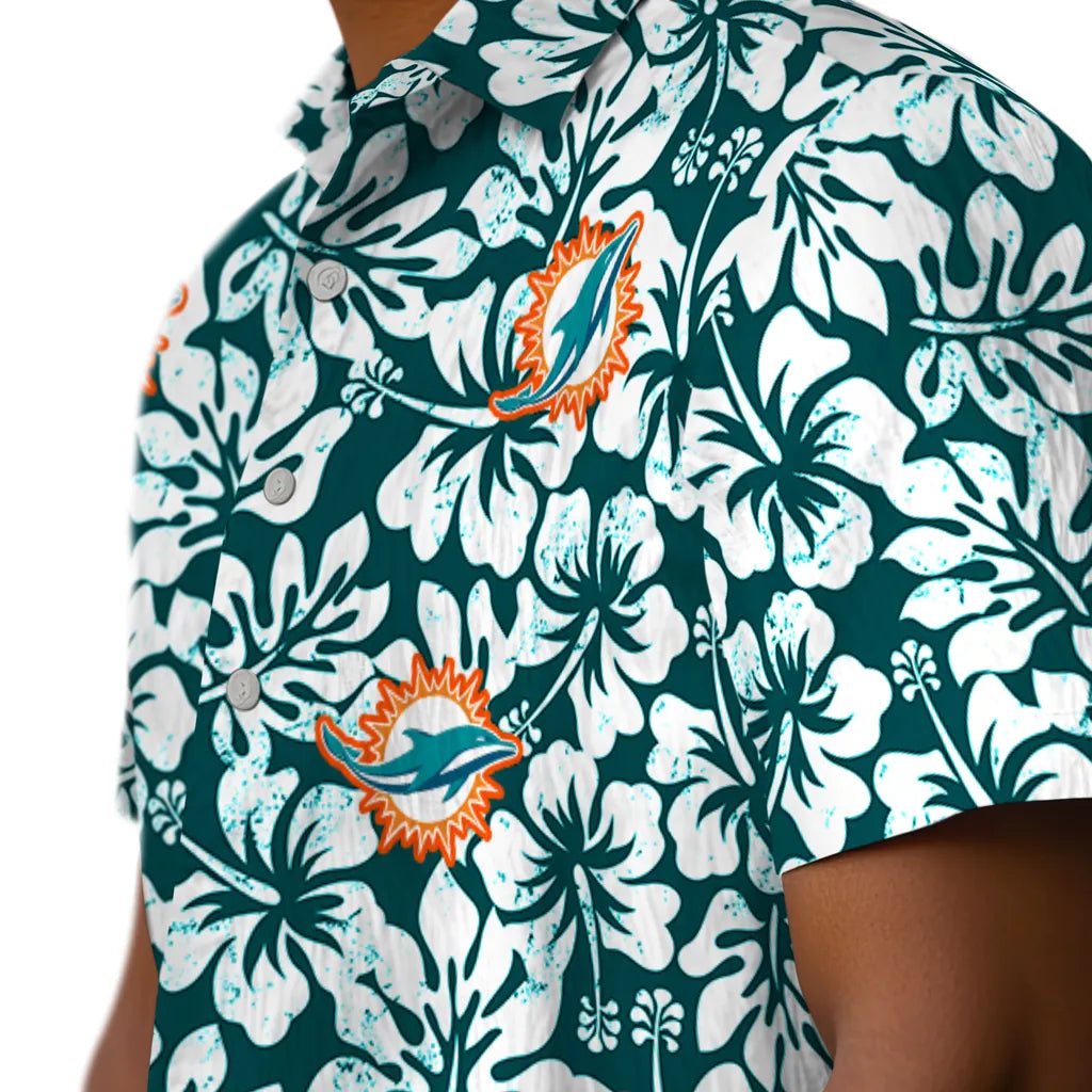Miami Dolphins Hawaiian Shirt - Hibiscus Motif | Moonbestprint