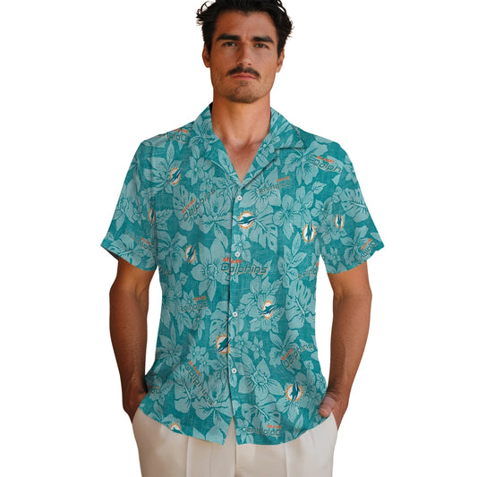 Miami Dolphins Hawaiian Shirt - Hibiscus Oasis | Moonbestprint