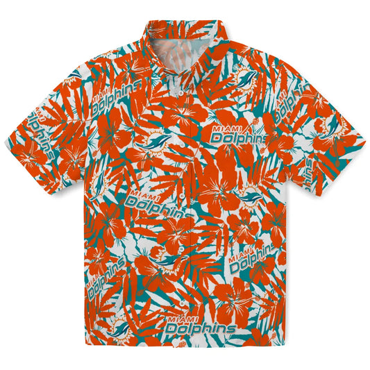 Miami Dolphins Hawaiian Shirt - Hibiscus Overlay | Moonbestprint