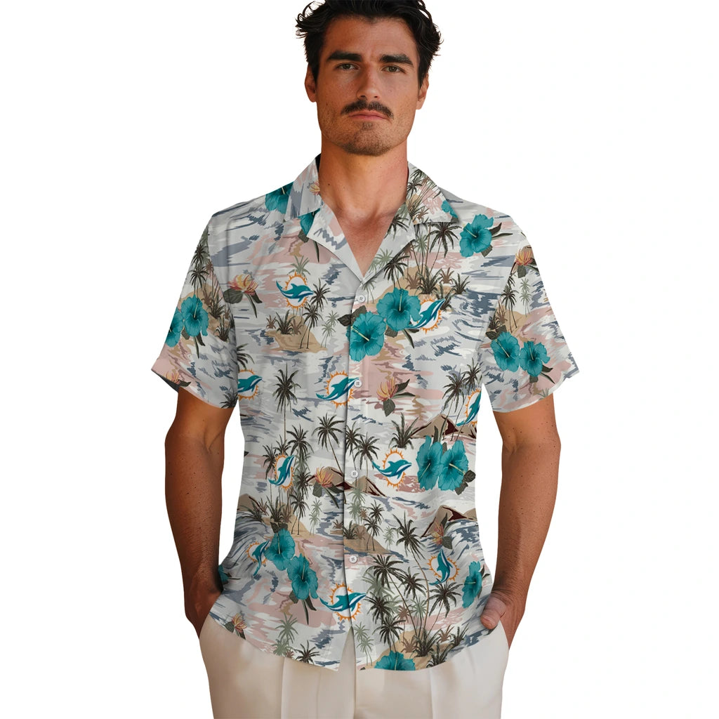Miami Dolphins Hawaiian Shirt - Hibiscus Seaside | Moonbestprint