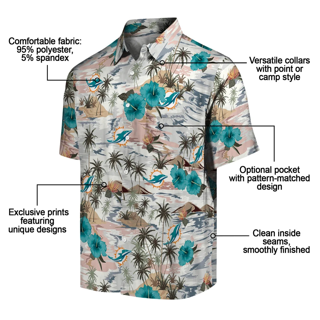 Miami Dolphins Hawaiian Shirt - Hibiscus Seaside | Moonbestprint
