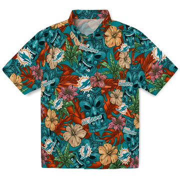Miami Dolphins Hawaiian Shirt - Hibiscus Tiki Jungle | Moonbestprint