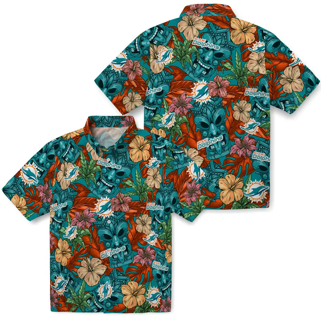 Miami Dolphins Hawaiian Shirt - Hibiscus Tiki Jungle | Moonbestprint