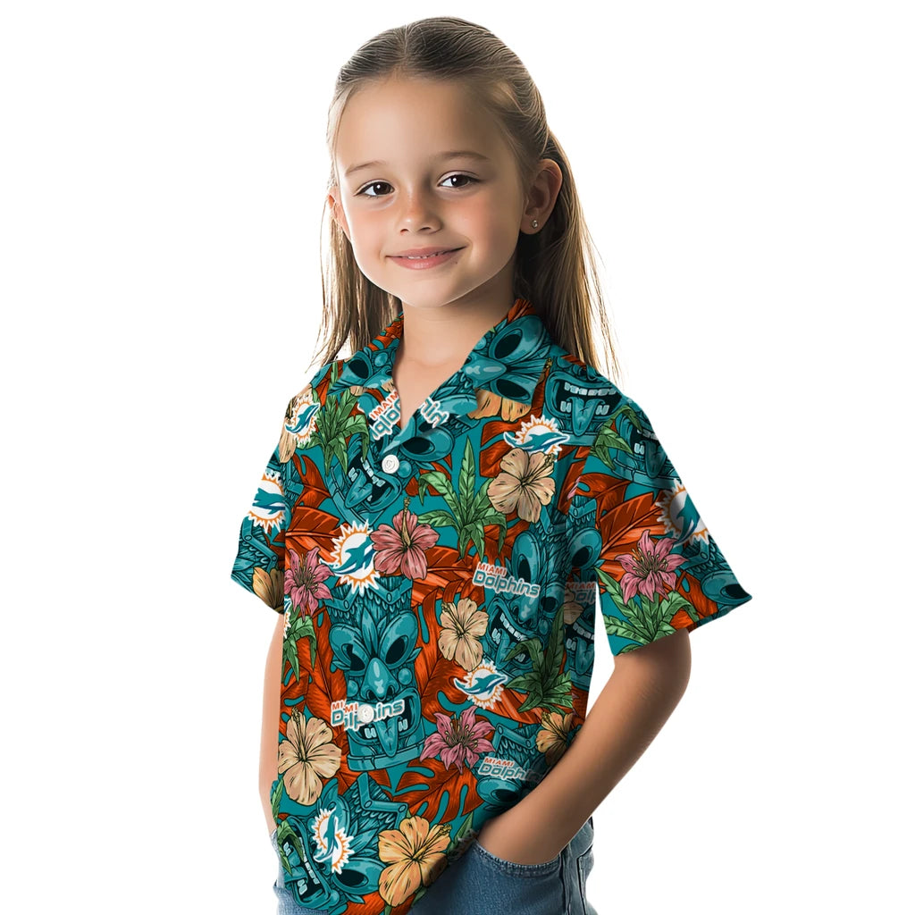 Miami Dolphins Hawaiian Shirt - Hibiscus Tiki Jungle | Moonbestprint