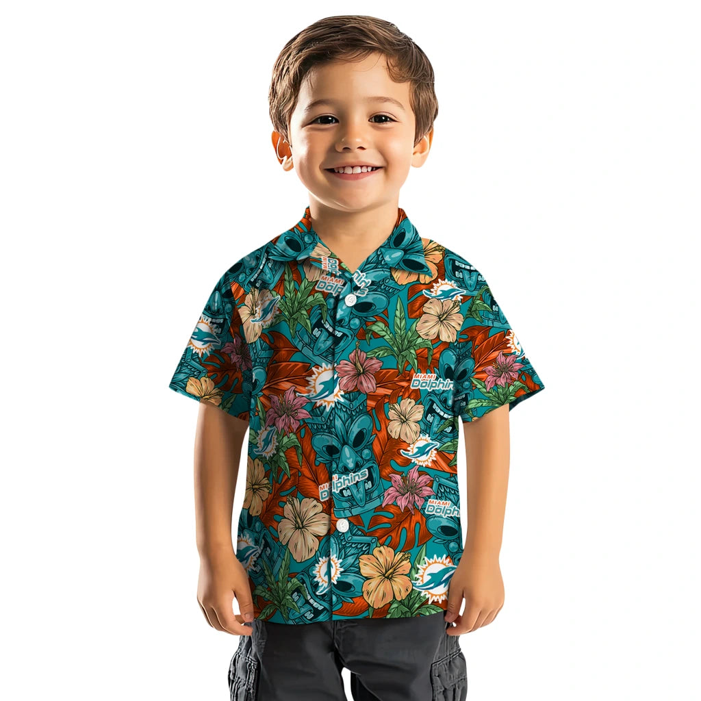Miami Dolphins Hawaiian Shirt - Hibiscus Tiki Jungle | Moonbestprint