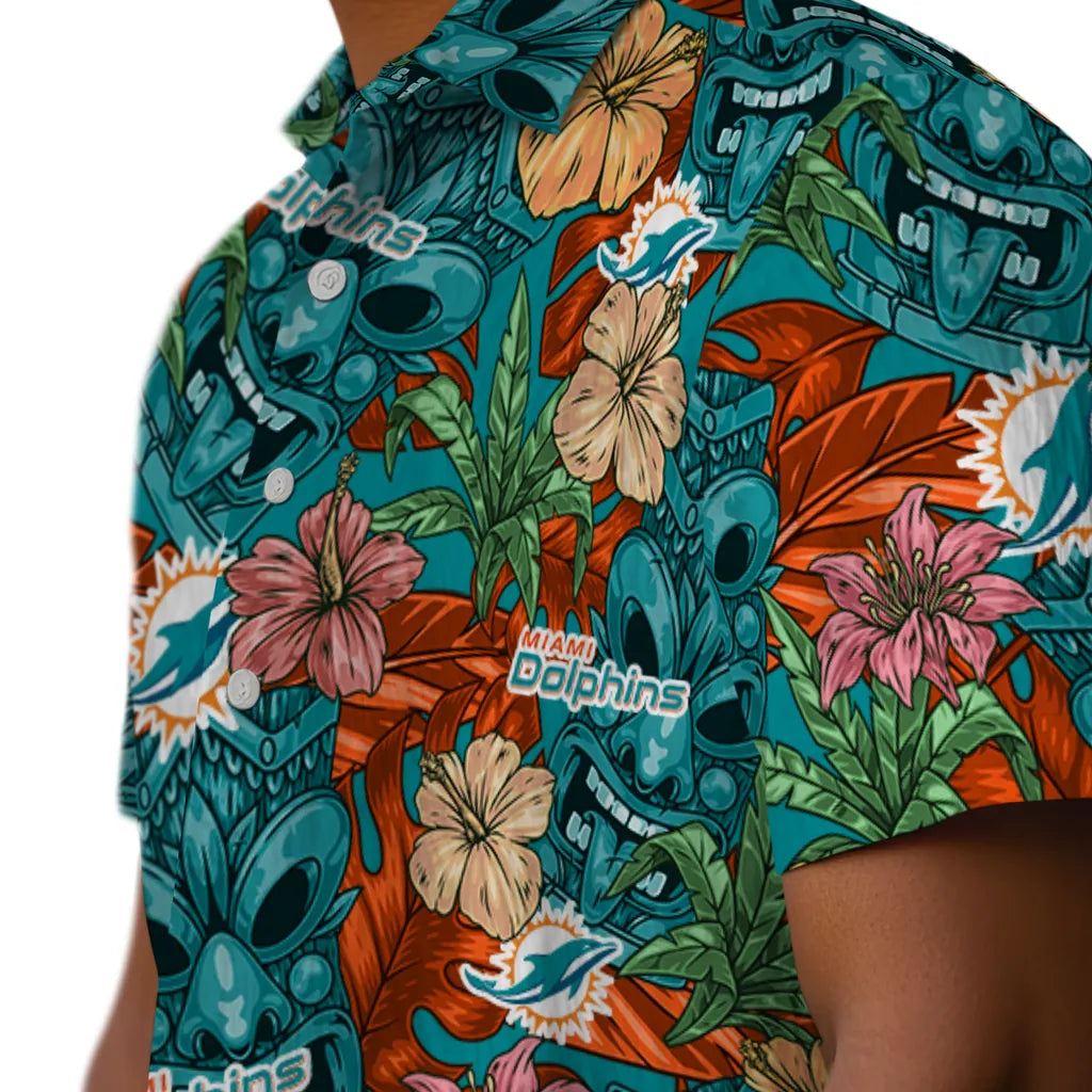 Miami Dolphins Hawaiian Shirt - Hibiscus Tiki Jungle | Moonbestprint