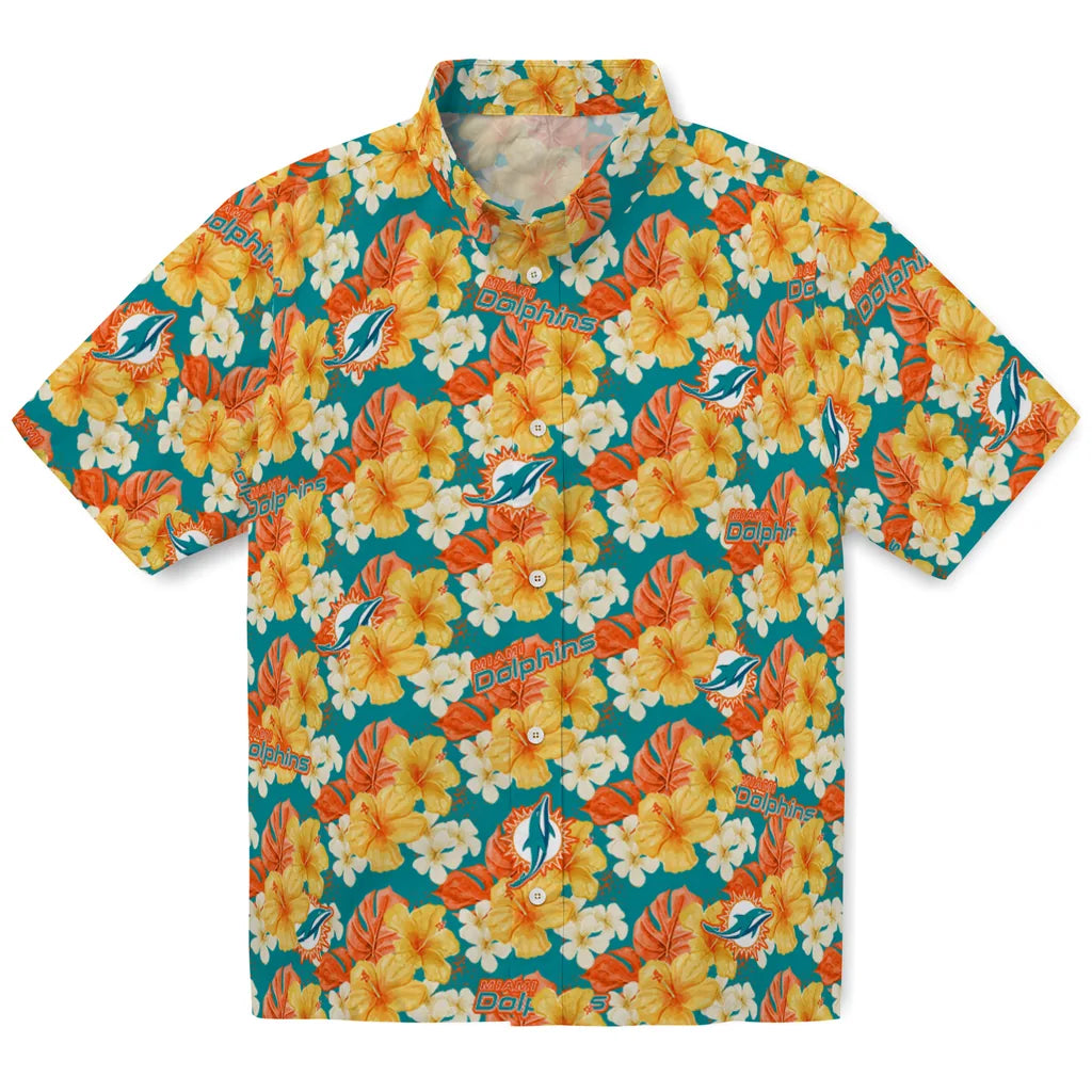 Miami Dolphins Hawaiian Shirt - Hibiscus Tropics | Moonbestprint