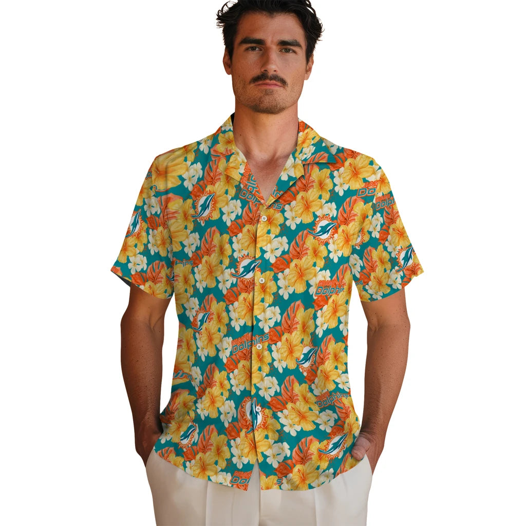 Miami Dolphins Hawaiian Shirt - Hibiscus Tropics | Moonbestprint